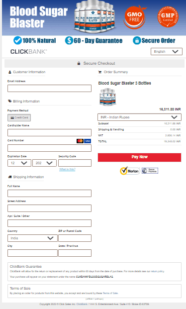Blood Sugar Blaster Checkout